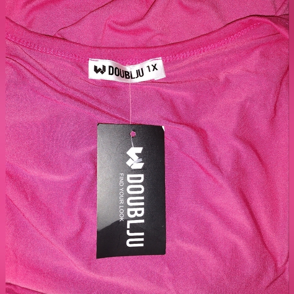 🆕️DOUBLJU Red Criss Cross Bodice Shirt Top Sz 1X NWT - Picture 2 of 6